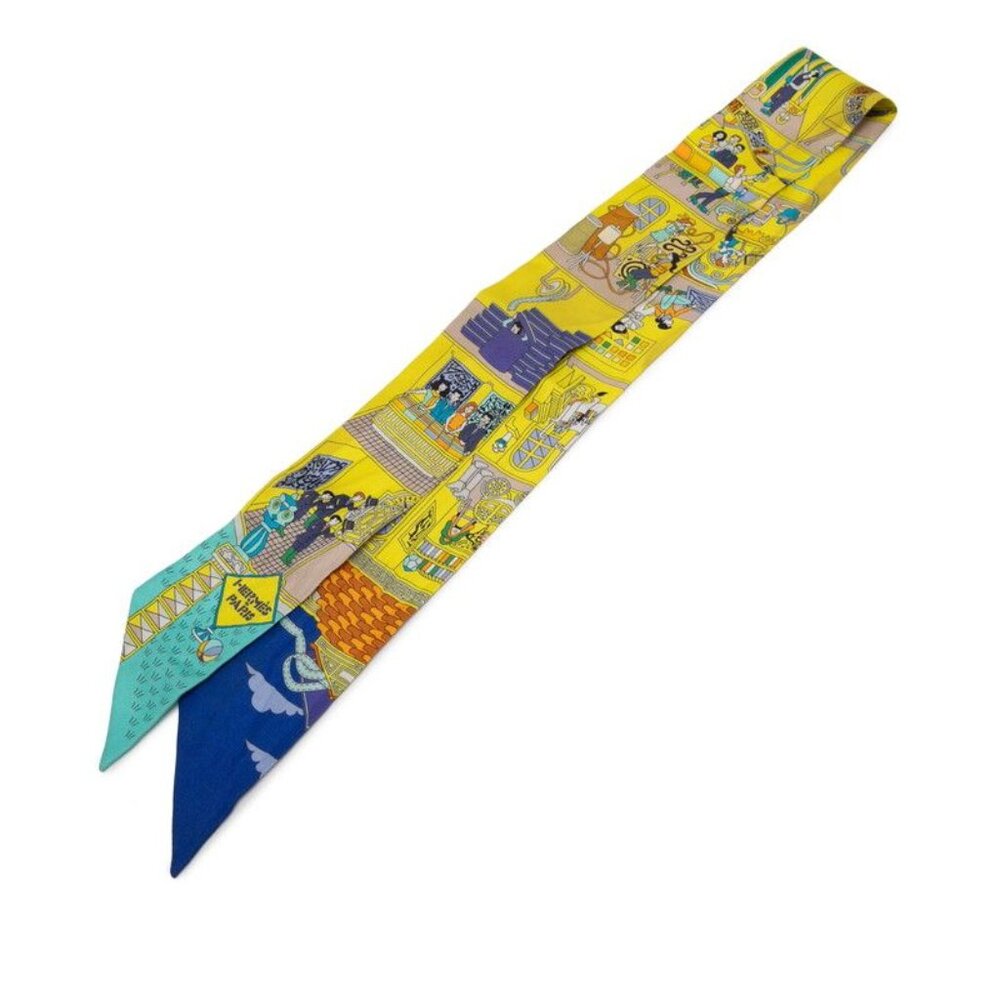 Hermes Twilly La Maison Des Carres Yellow Multicolor Silk